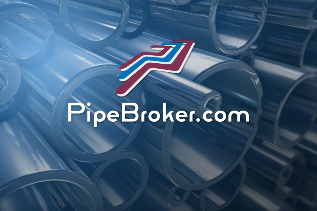 Pipebroker.com logo on background of pipes